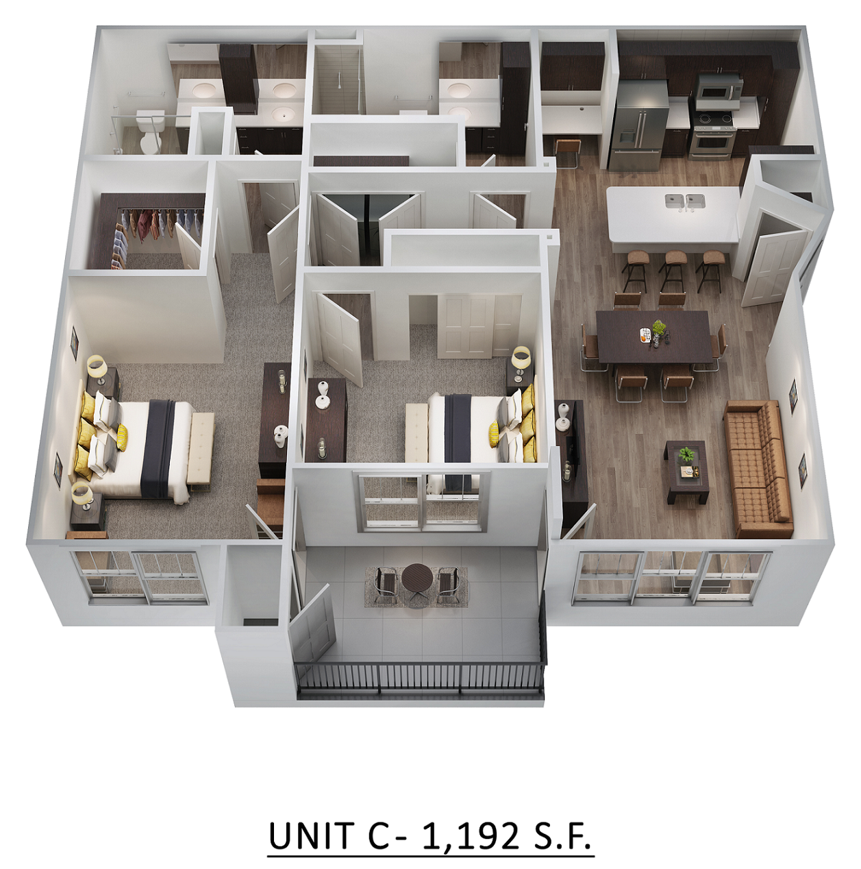 Unit C - 1192 SQ FT